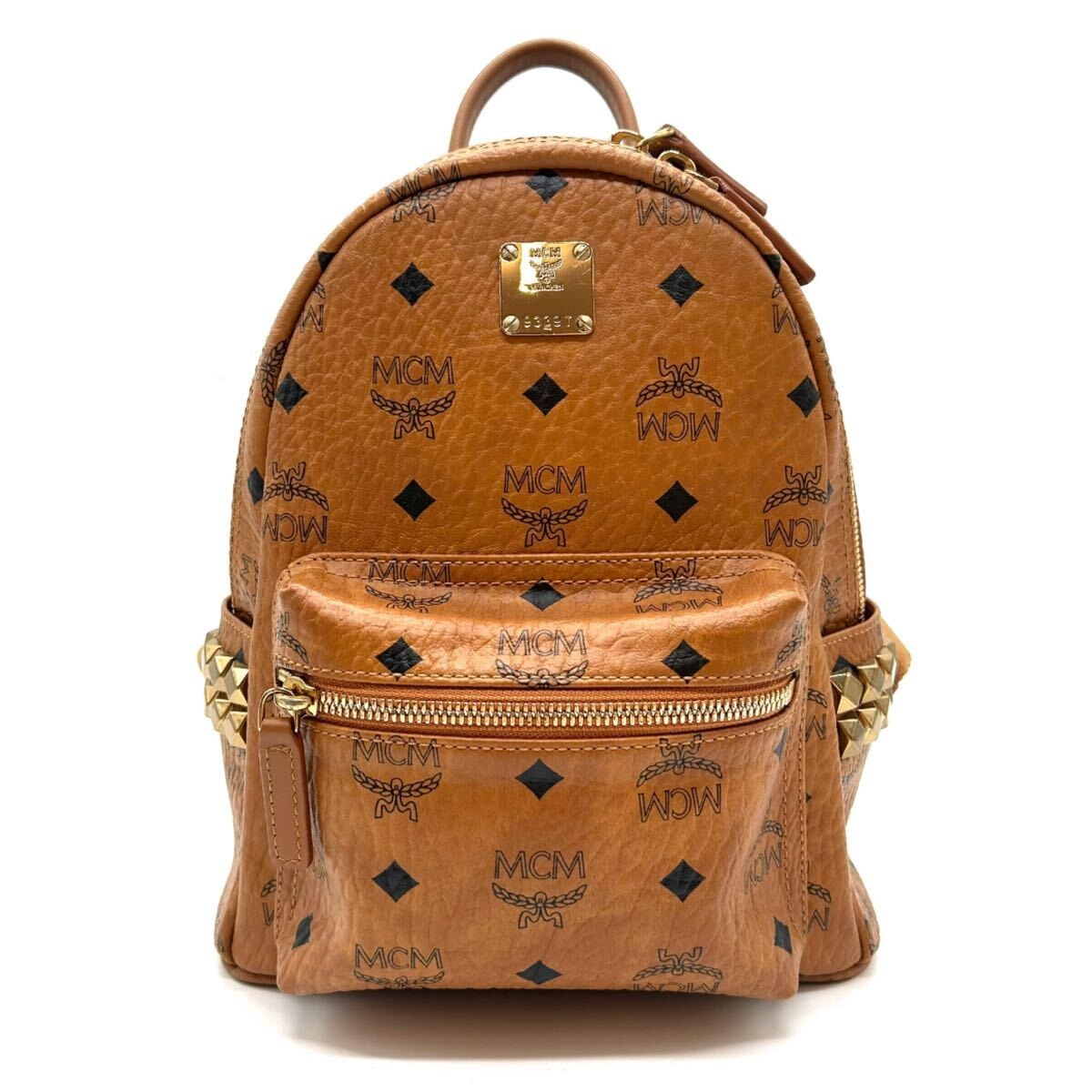 MCM　エムシーエム　バックパック　ヴィセトス　スタッズ　コニャック　ミニ　リュック　キャメル　レディース