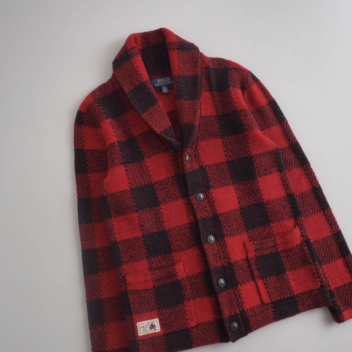 ラルフローレン　Ralph Lauren　ニット　カーディガン　バッファローチェック　メンズ　美品