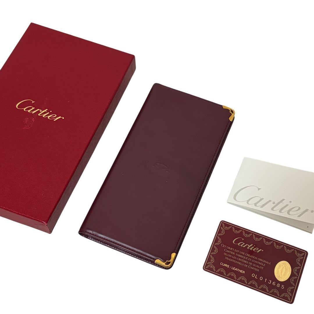 ◆A6845 Cartier カルティエ C金具 ボルドー レザー ショルダー バッグ