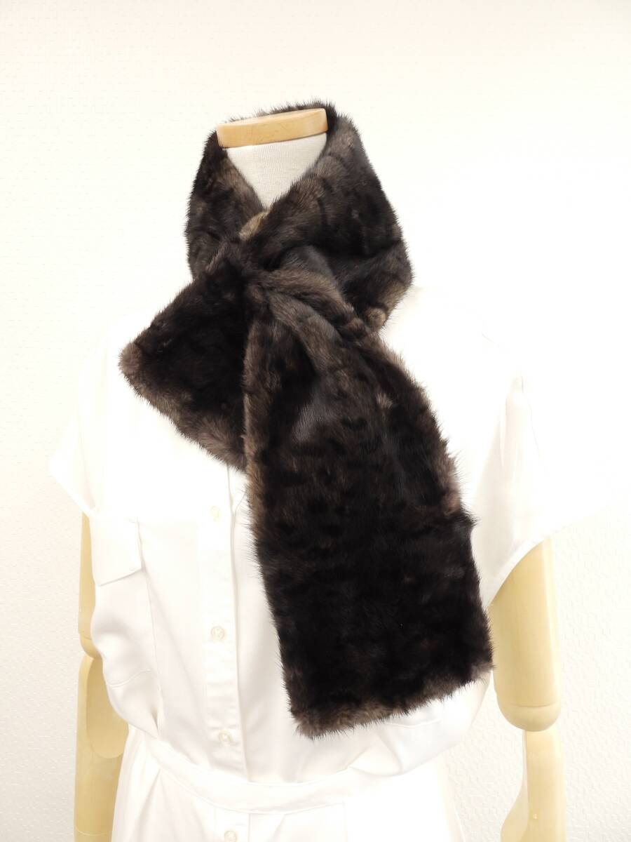 フェンディ マフラー ミンク 灰黒 エシャルプ ストール ネックウォーマー 美品@ 13