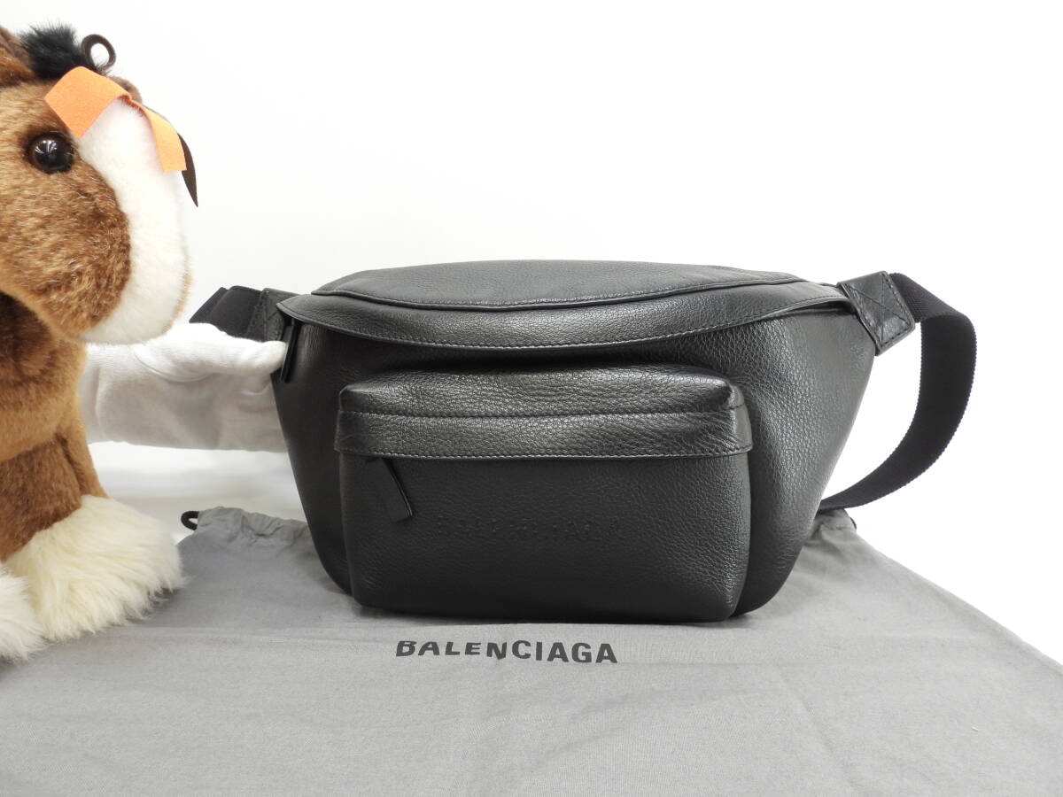 バレンシアガ ベルトバッグ エブリデイ フルレザー黒黒 ボディバッグ 美品@ 41