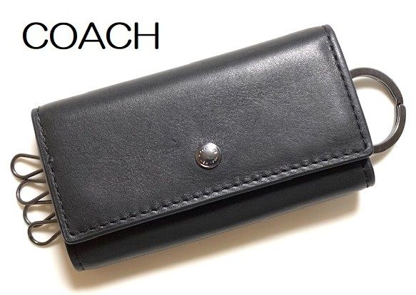 特価！ 人気 COACH コーチ メンズ カーフレザー 4連 キーケース 69095 ブラック 新品本物