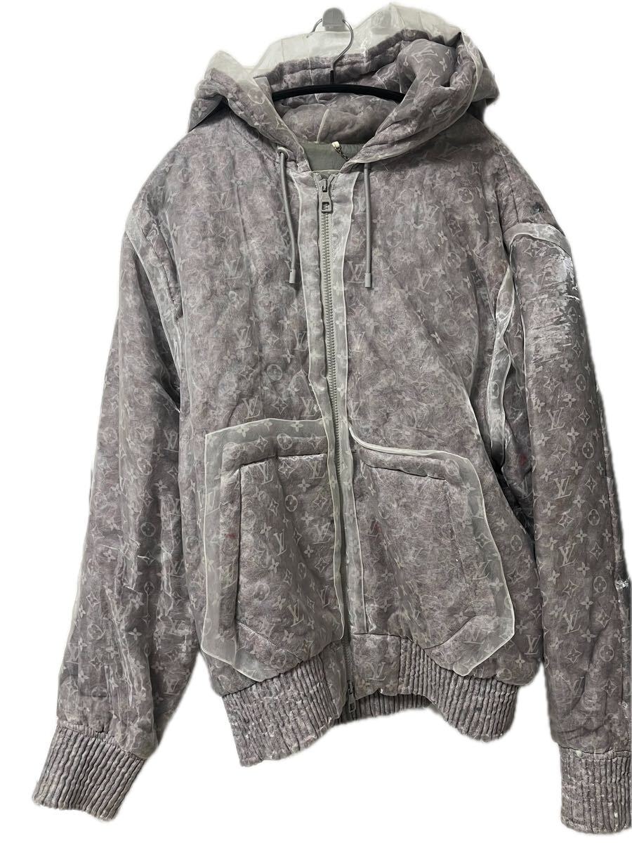 Louis Vuitton 21AW ブルゾン モノグラム オーガンザ パッド入り サイズ 48 グレー メンズ
