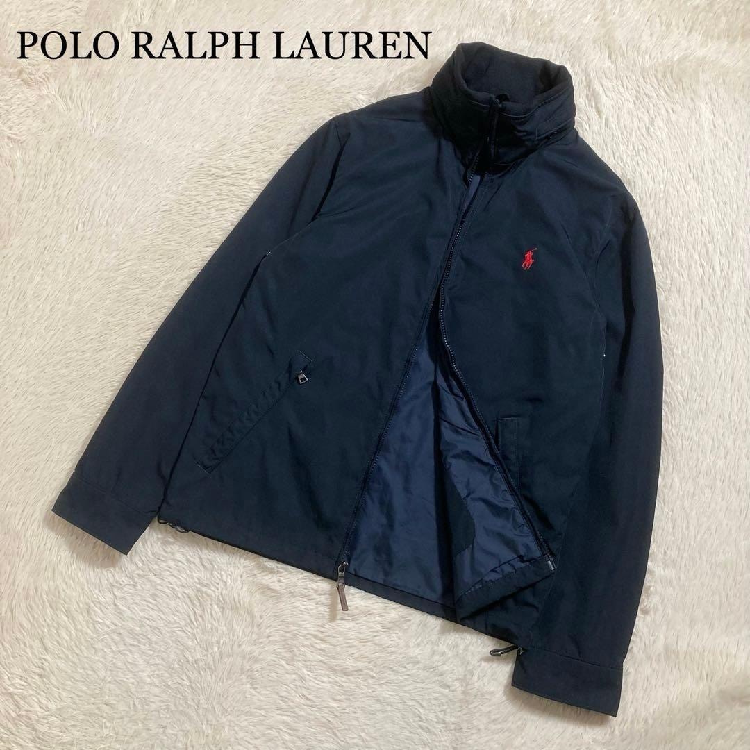 美品 POLO RALPH LAUREN ポロラルフローレン スタンドカラー ブルゾン ポニーロゴ フード収納