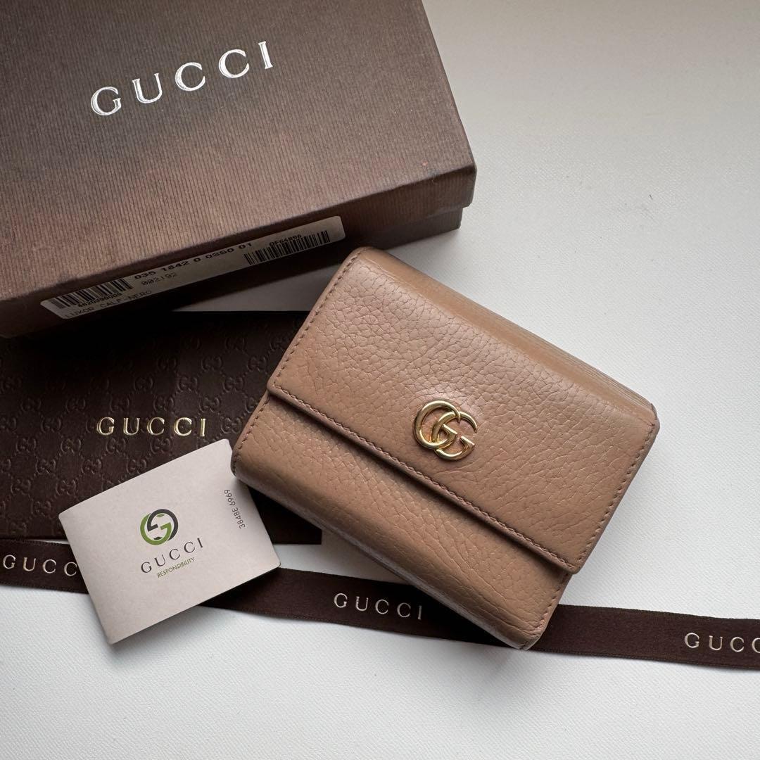 【美品】 143 GUCCI グッチ マーモント 3つ折り 財布