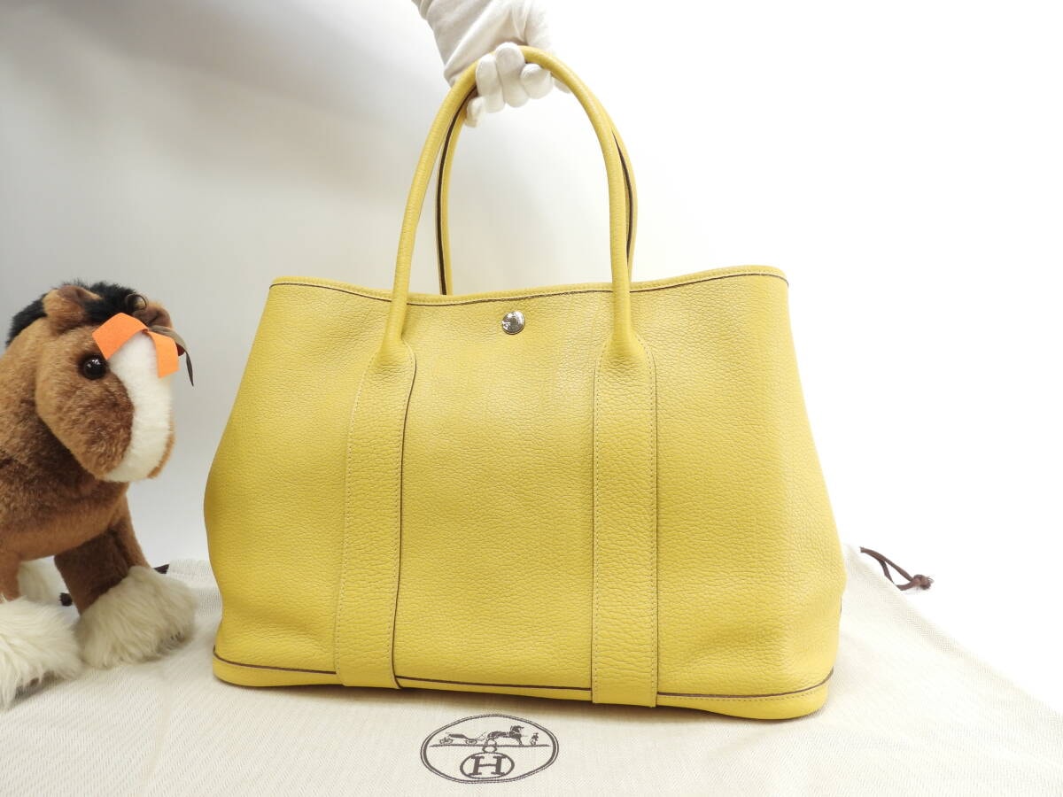 エルメス ガーデンパーティPM ネゴンダ 黄 トートバッグ ショルダーバッグ 美品@□N 8