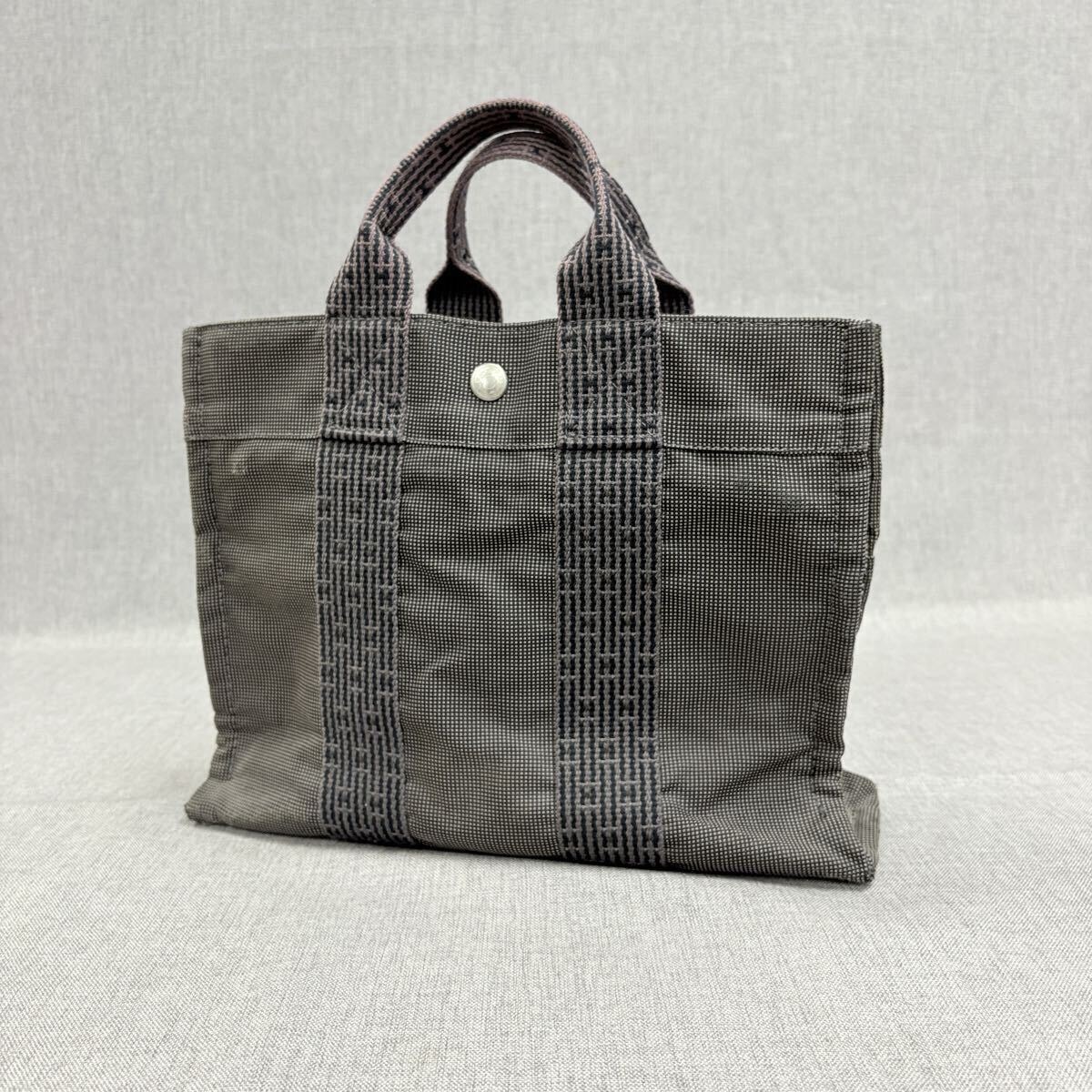 HERMES エルメス エールラインPM トートバッグ ハンドバッグ キャンバス グレー