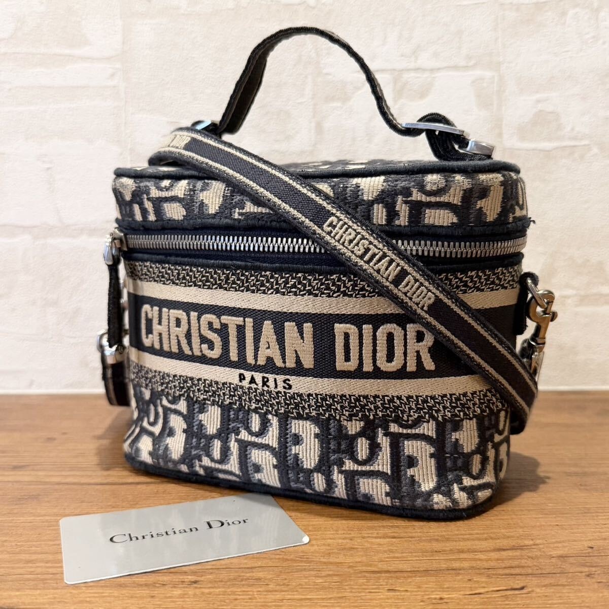 Christian Dior トラベル ヴァニティ バッグ エンブロイダリー スモール ショルダーバッグ ハンドバッグ ディオール