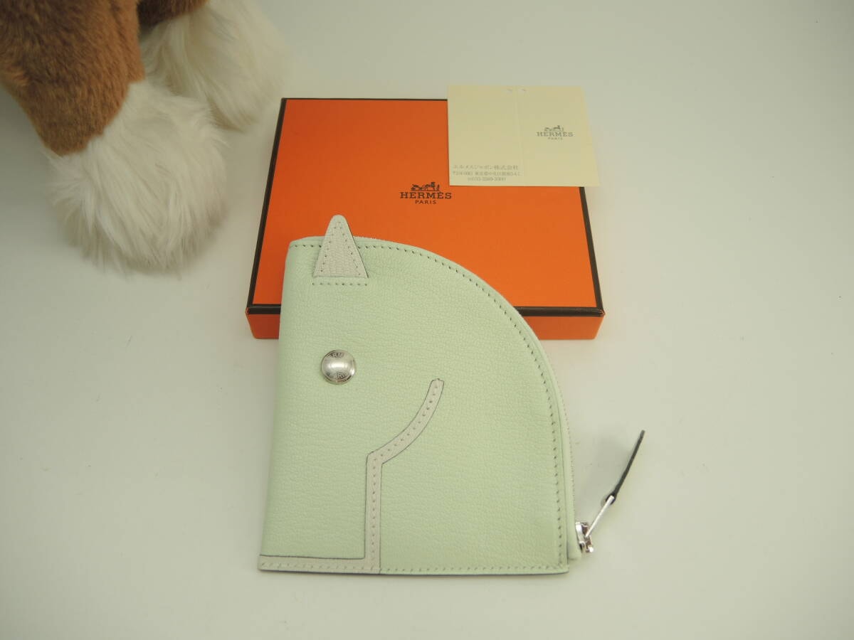 エルメス パドックウォレット シェーブル 薄緑 コインケース カードケース 新品@U 10