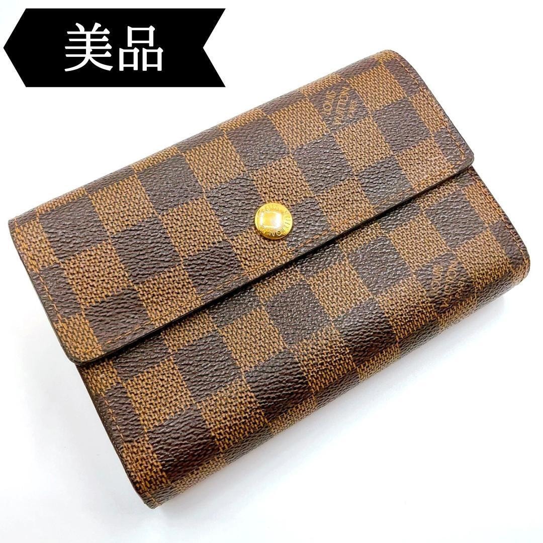 美品✨️ルイヴィトン ダミエ エベヌ ポルトトレゾール エテュイパピエ 折り財布 LOUIS VUITTON ルイヴィトン 三つ折り財布 ポルト トレゾール