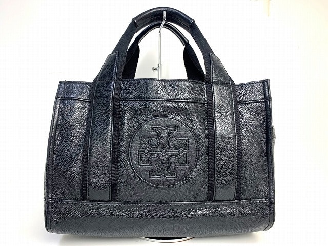 送料無料 トリーバーチ TORY BURCH レザー トートバッグ ハンドバッグ ブラック