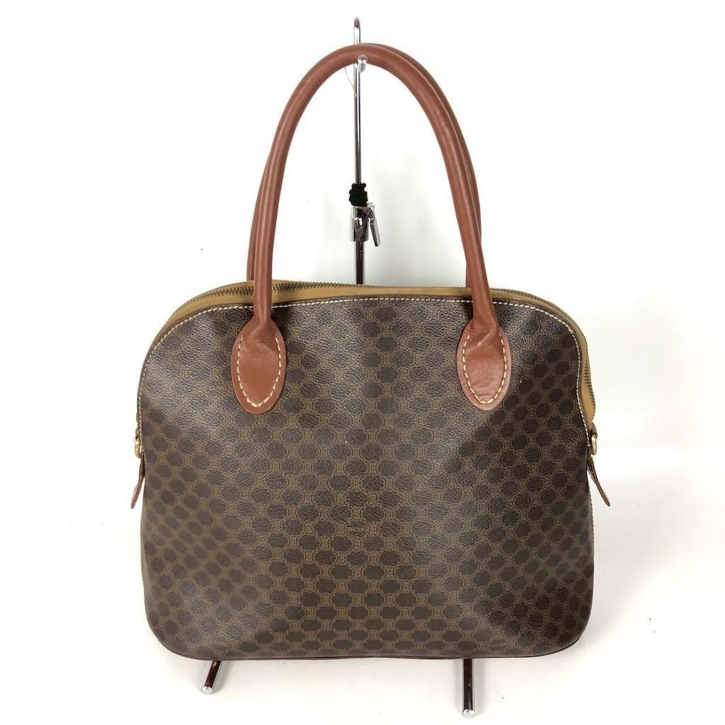 CELINE セリーヌ ハンドバッグ ブラウン レディース ブランド マカダム ブラゾン PVC レザー 本革 ヴィンテージ ビンテージ 希少 レア