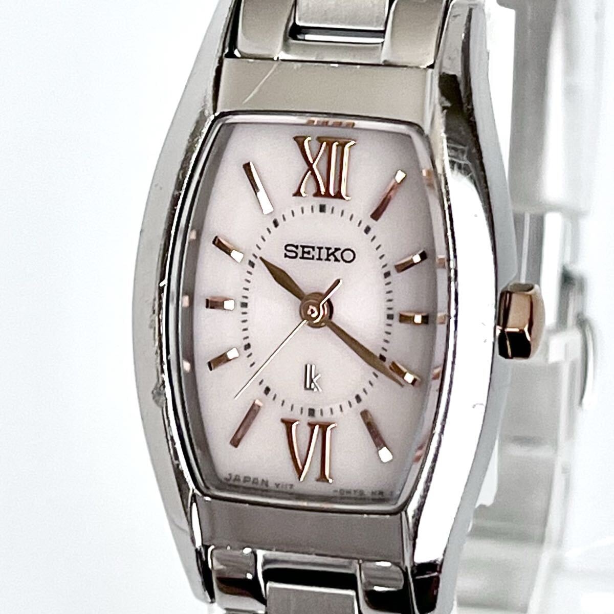 【稼働】磨き済み セイコー SEIKO ルキア LUKIA レディース 腕時計 ソーラー 美品 白ピンク文字盤 s2163
