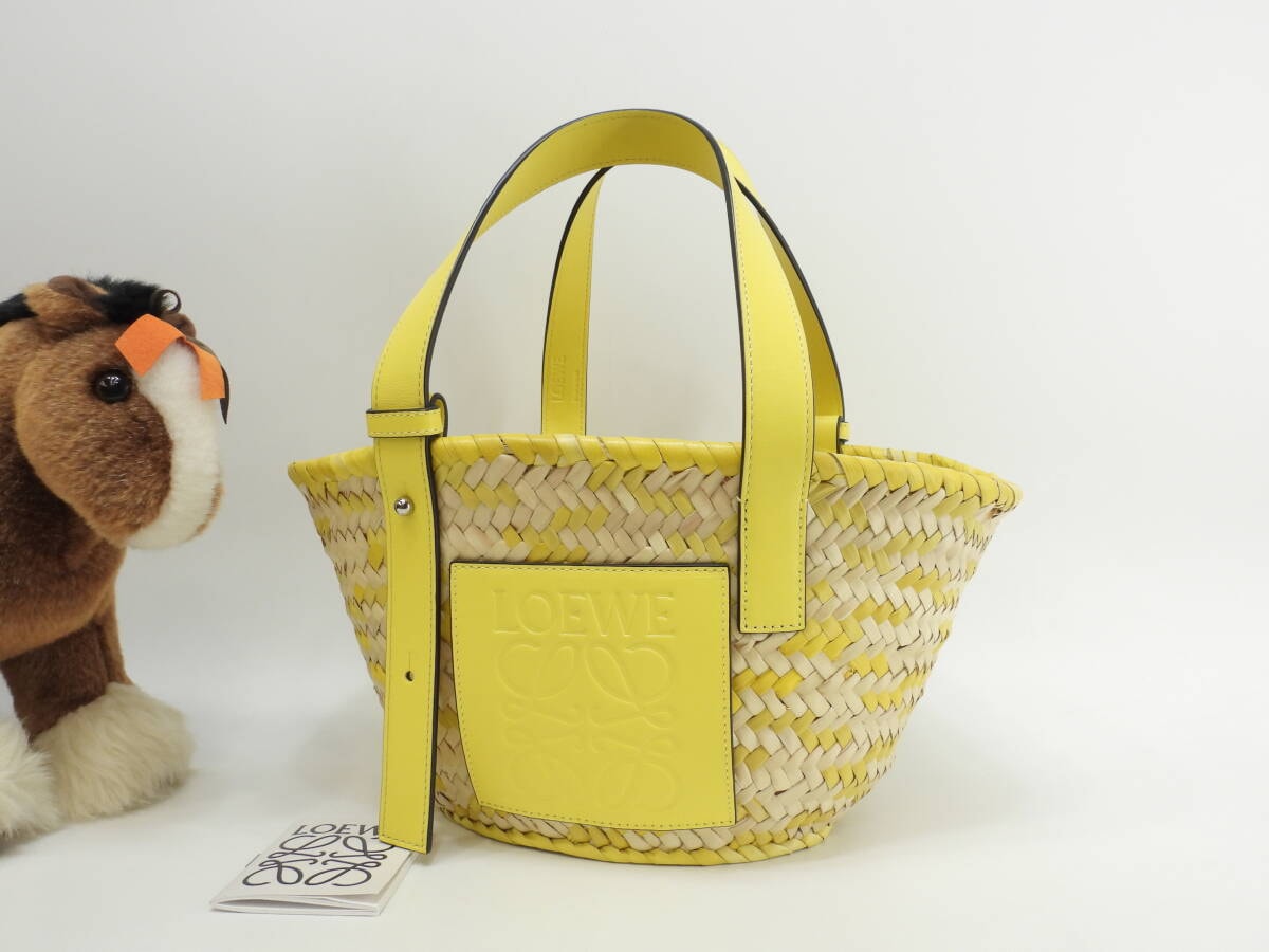 ロエベ バスケットスモール カゴバッグ ナチュラル黄革 ハンドバッグ 未使用@412208