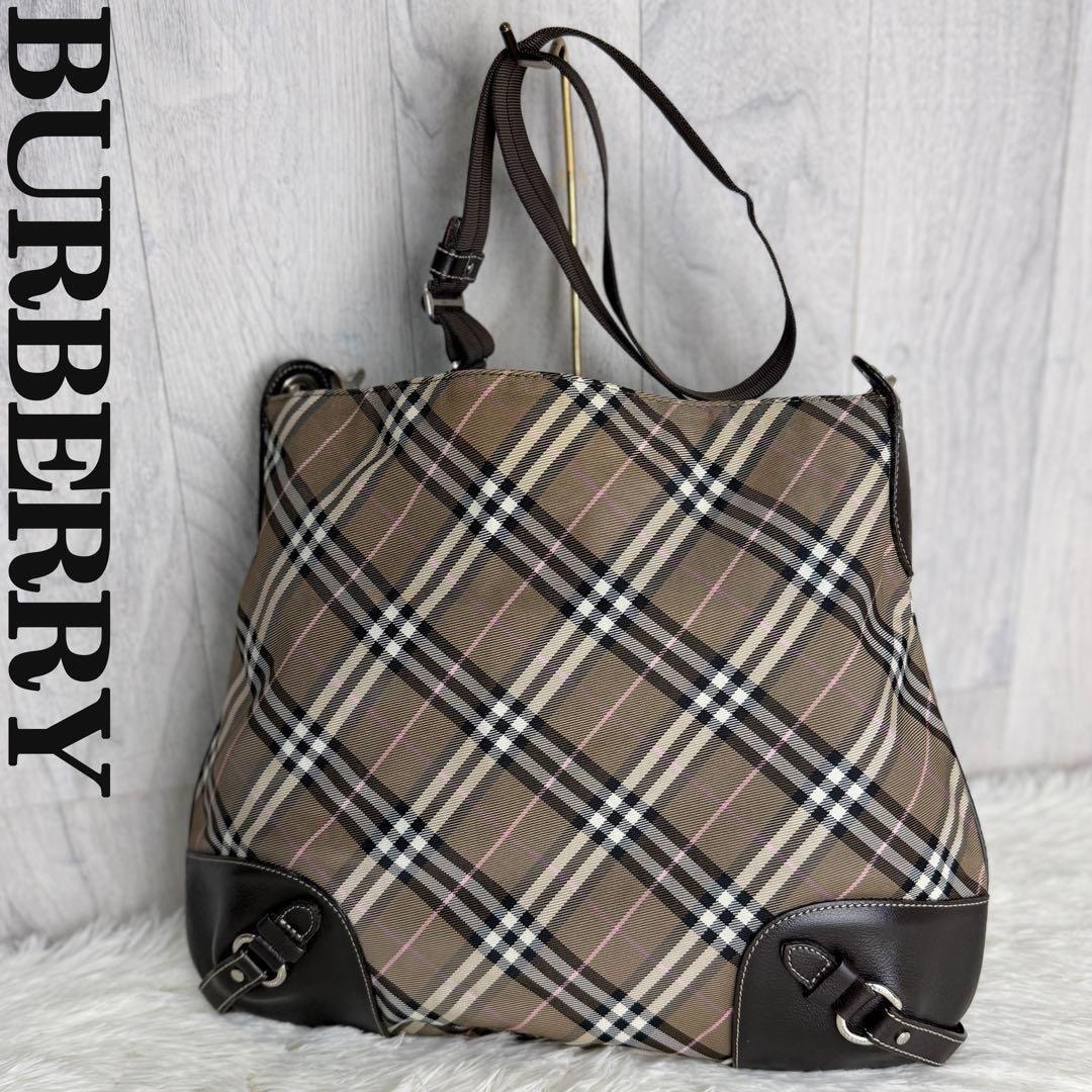 美品 A4可 BURBERRY バーバリー ノバチェック 総柄 ショルダーバッグ