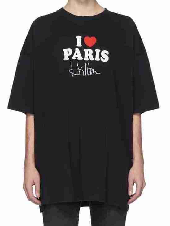 正規限定 新品 20SS VETEMENTS ヴェトモン I LOVE PARIS パリ オーバーサイズ Tシャツ 黒 XS SS20TR248
