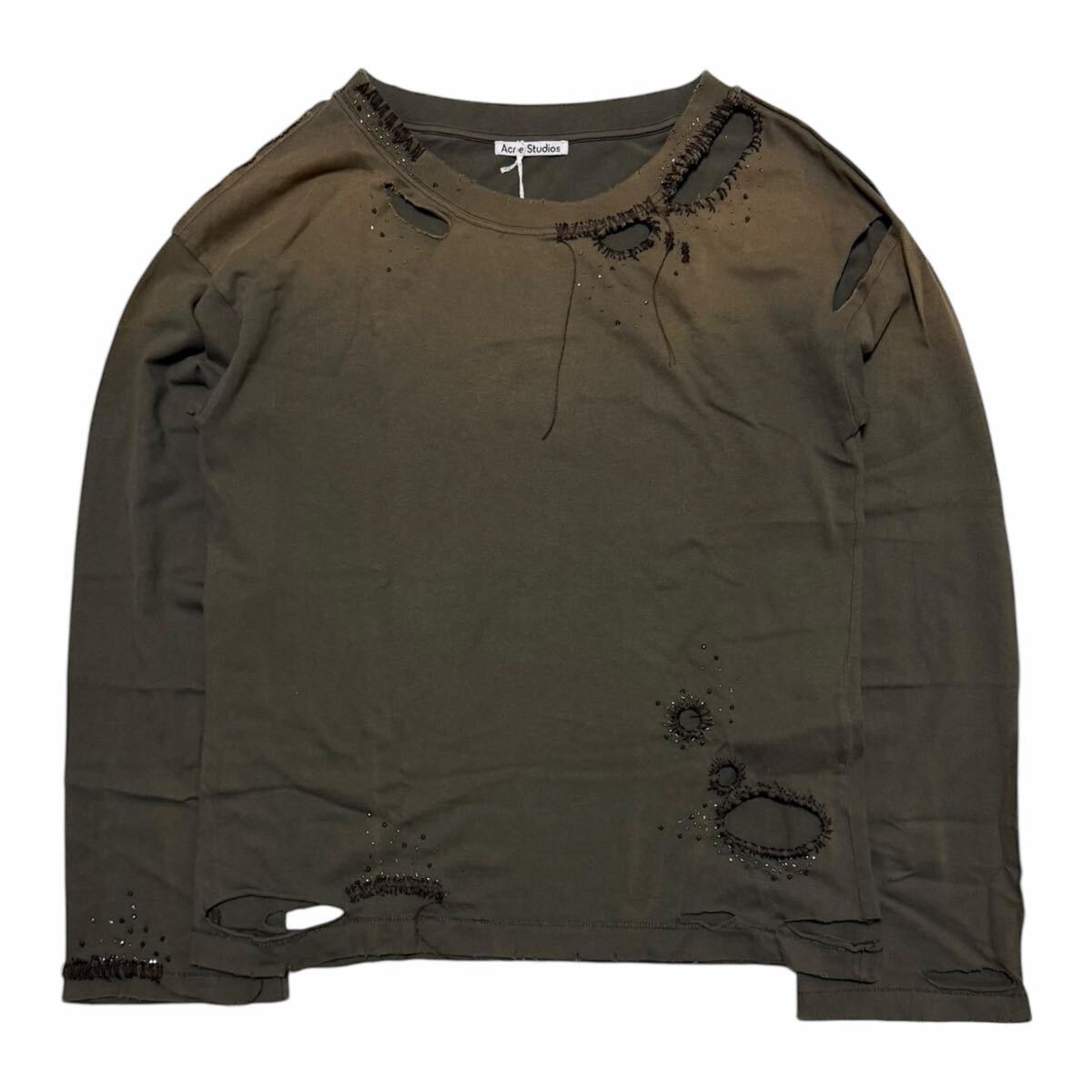 アクネ ストゥディオズ 2022年 秋冬 ダメージ ビーズ 刺繍 トレーナー 長袖カットソー