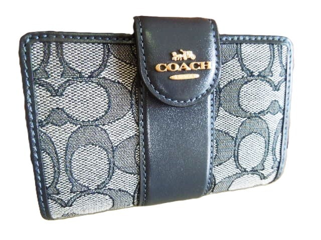 COACH コーチ 財布 二つ折り財布 シグネチャー ジャカード CU987 IMX1X ミッドナイトネイビー 新品