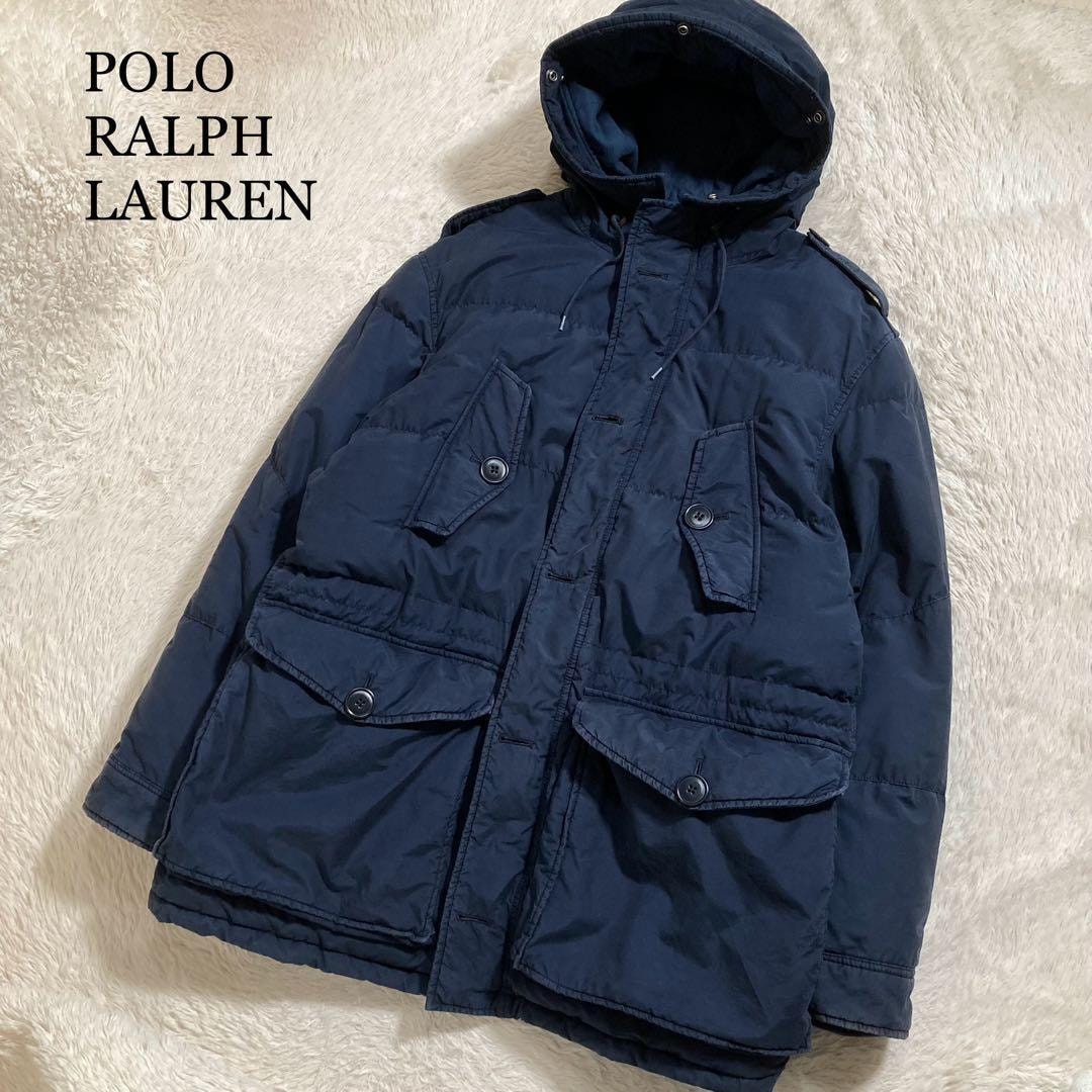 90s POLO RALPH LAUREN ポロラルフローレン ダウンジャケット モッズコート フーディー コットン