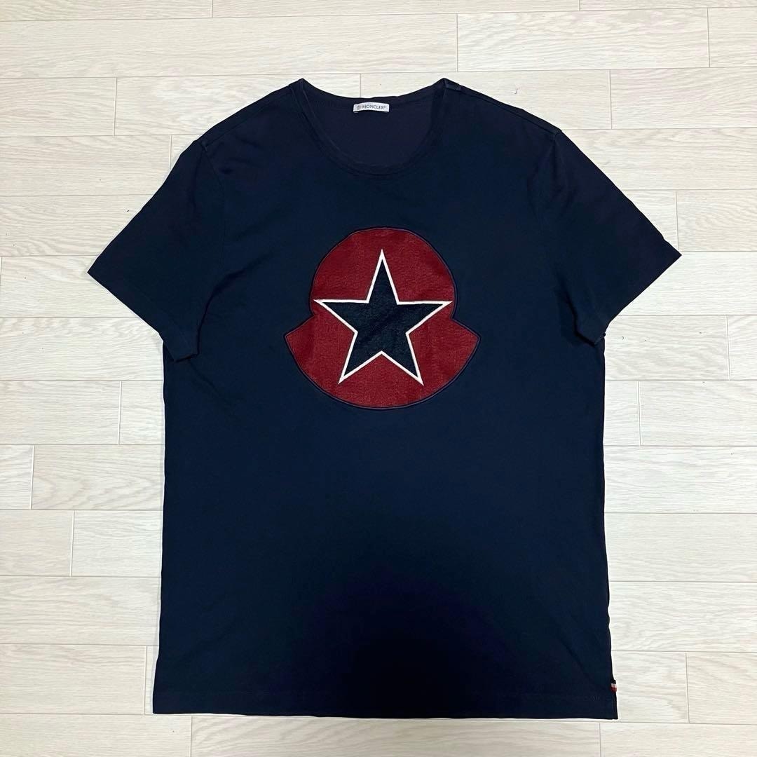 美品〕モンクレール ワッペン S ネイビー Tシャツ 国内正規品 5S29 美品〕