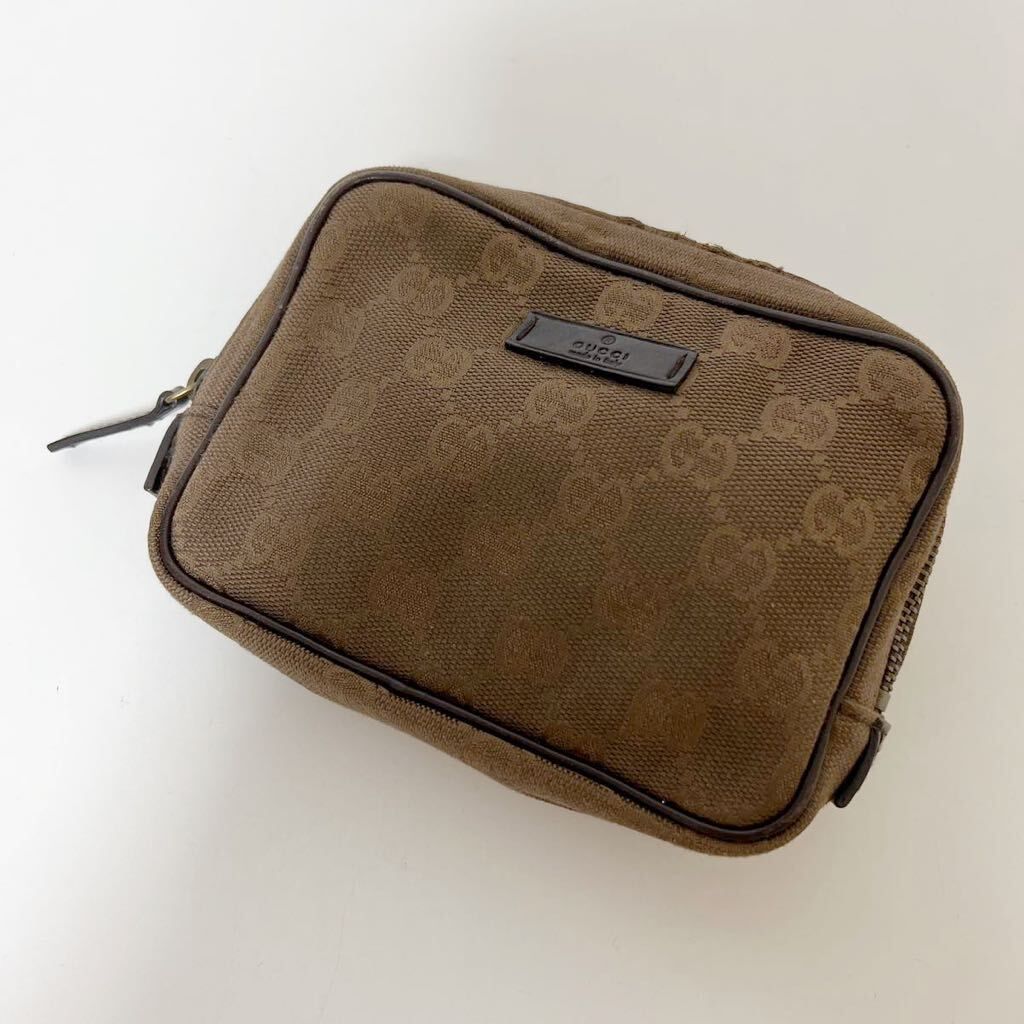GUCCI グッチ GGキャンバス ミニポーチ ブラウン 中古