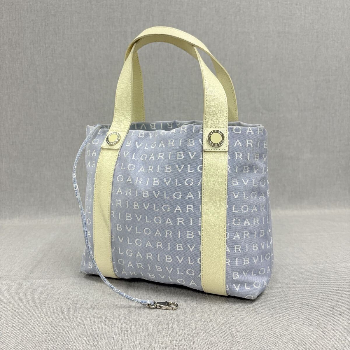 BVLGARI ブルガリ ロゴマニア キャンバス トートバッグ ハンドバッグ ブルー