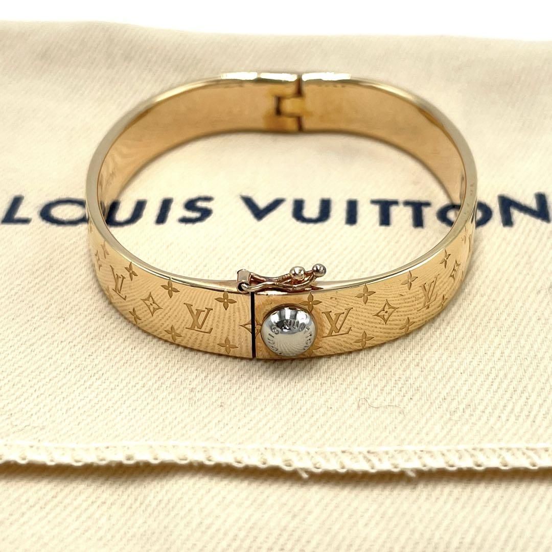 No.195 超人気！美品☆LOUISVUITTON ルイヴィトン カフナノグラム バングル ブレスレット M00254 ピンクゴールド Mサイズ レディース