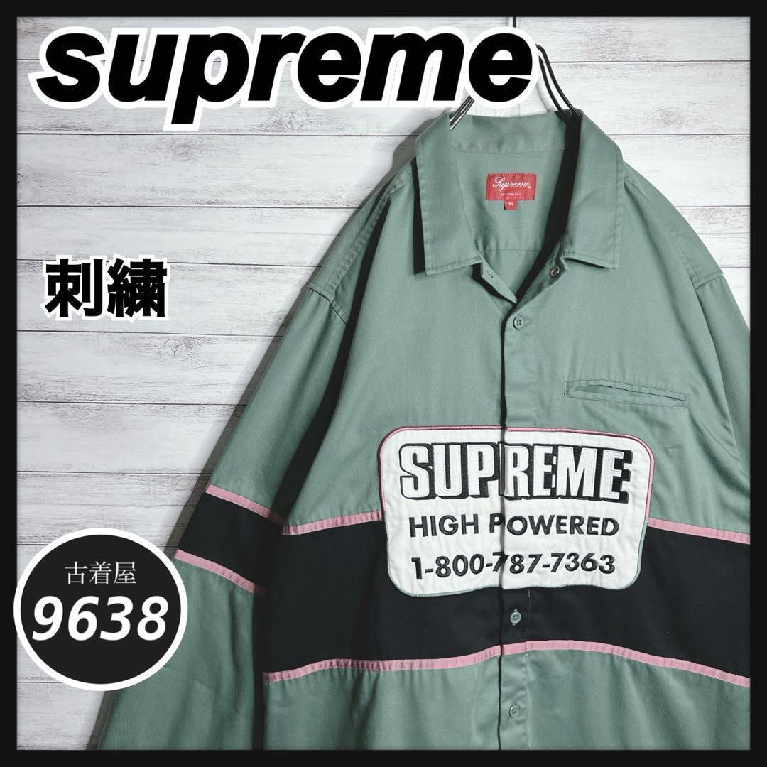 C (やや傷や汚れあり)】【入手困難!!】シュプリーム 刺繍 長袖シャツ
