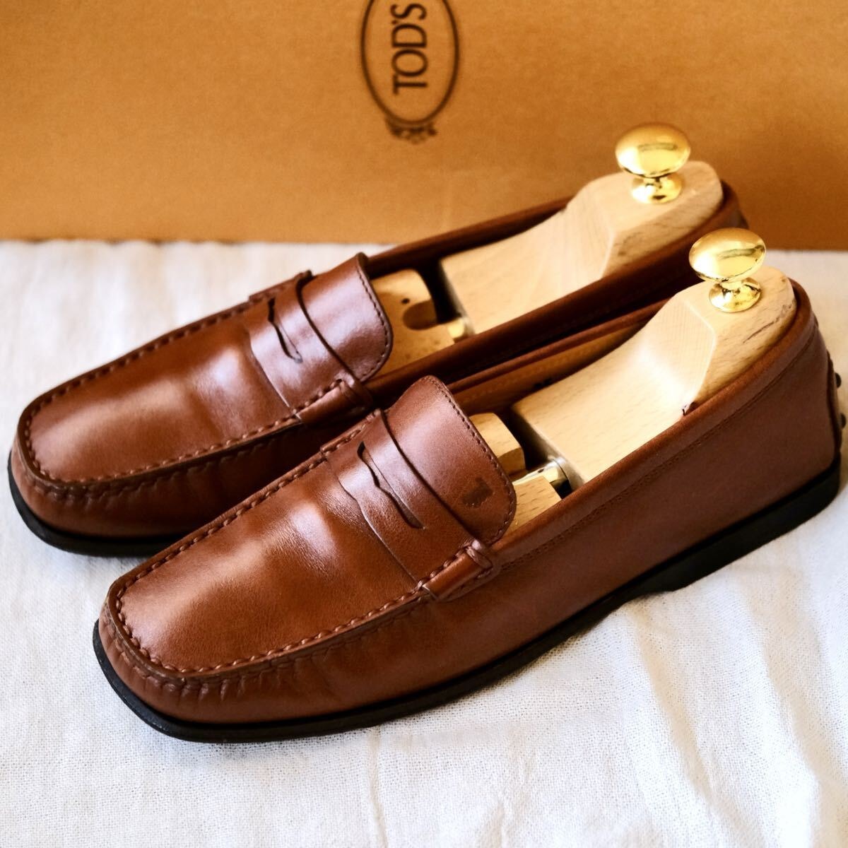 TOD'Sトッズ ドライビングコインローファー茶35