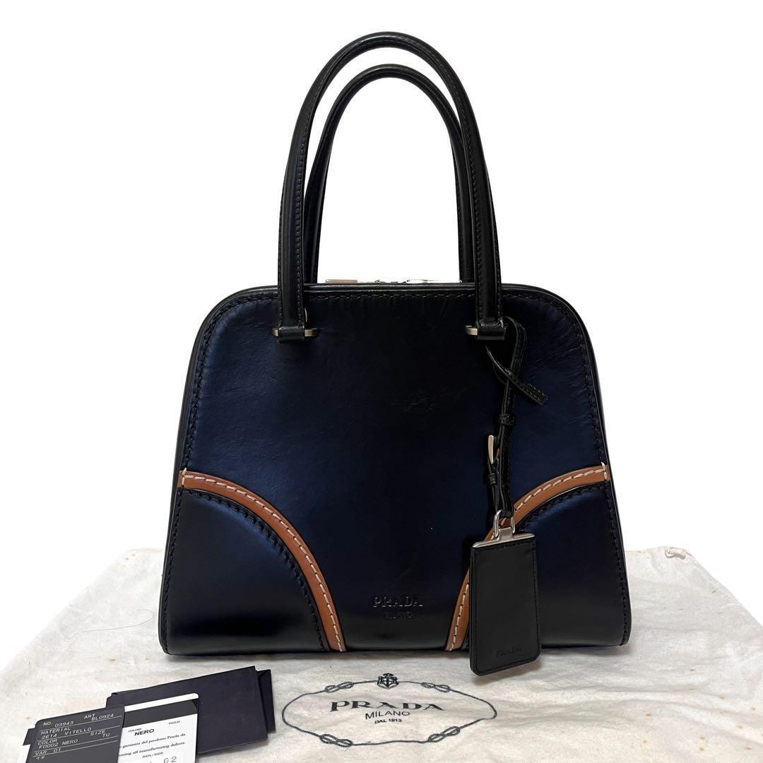 PRADA プラダ ハンドバッグ レザー 革 ブラック 黒 BL0924 良品