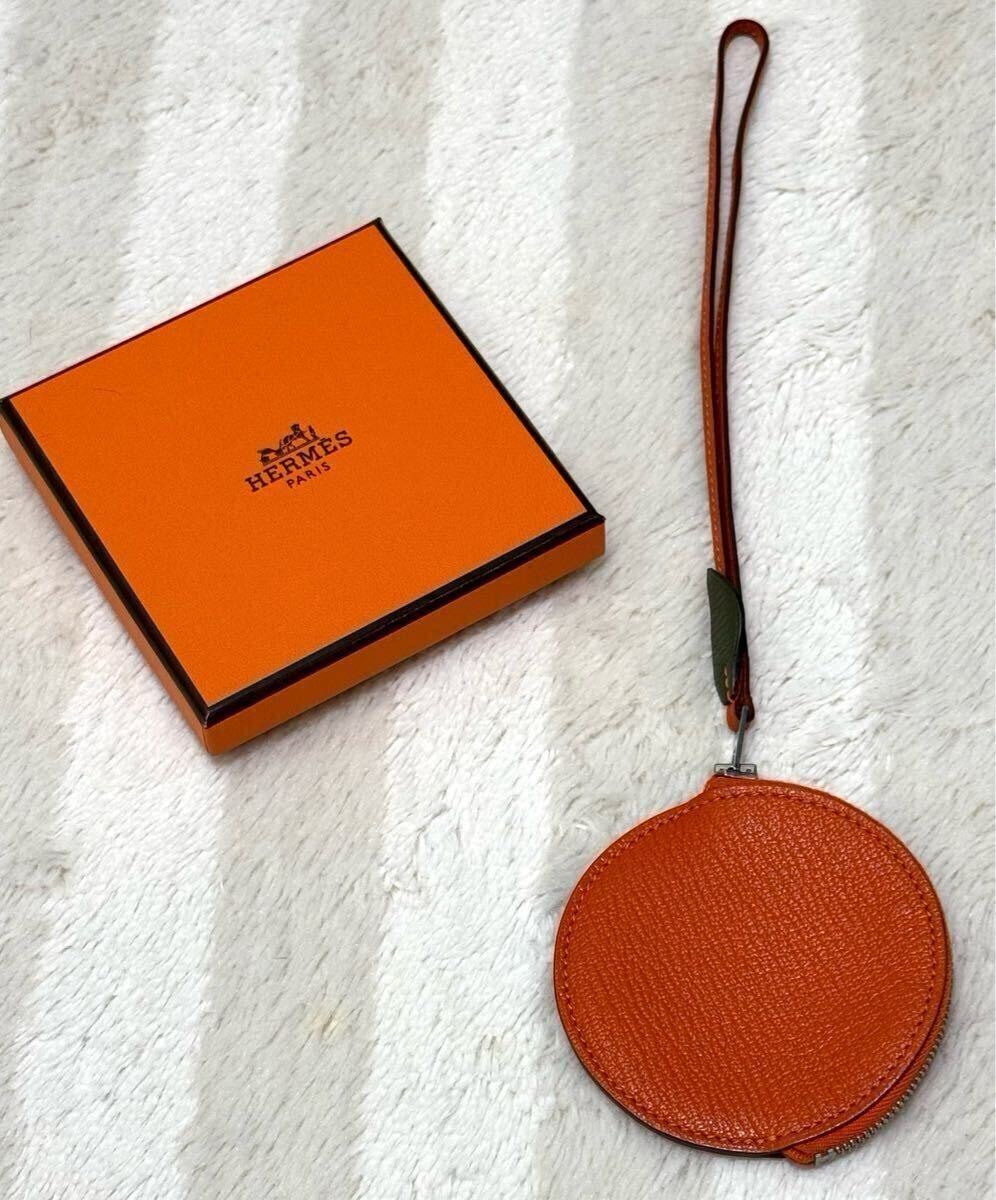 希少 レア Hermes エルメス フルッティ ポルトモネ コインケース オレンジ チャーム トゥッティ オランジュ シェーブル