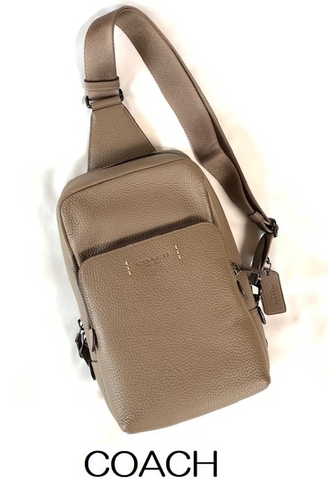 特価！ 人気 COACH コーチ メンズ ゴッサム パック レザー ボディバッグ ワンショルダー ダークストーン C5331 新品本物