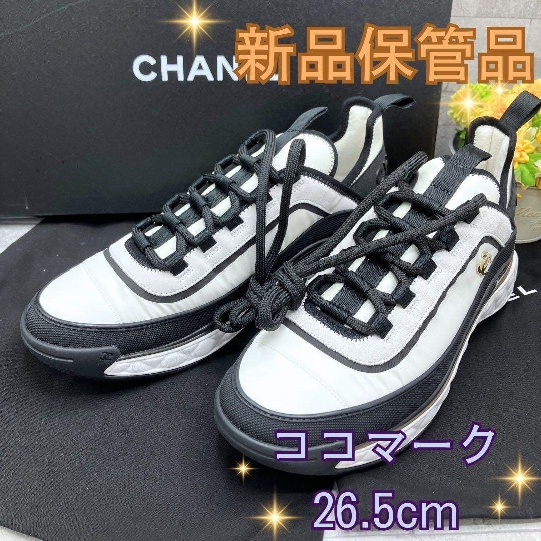 美品 正規品 シャネル CHANEL デザイン スニーカー ブラック 39 
