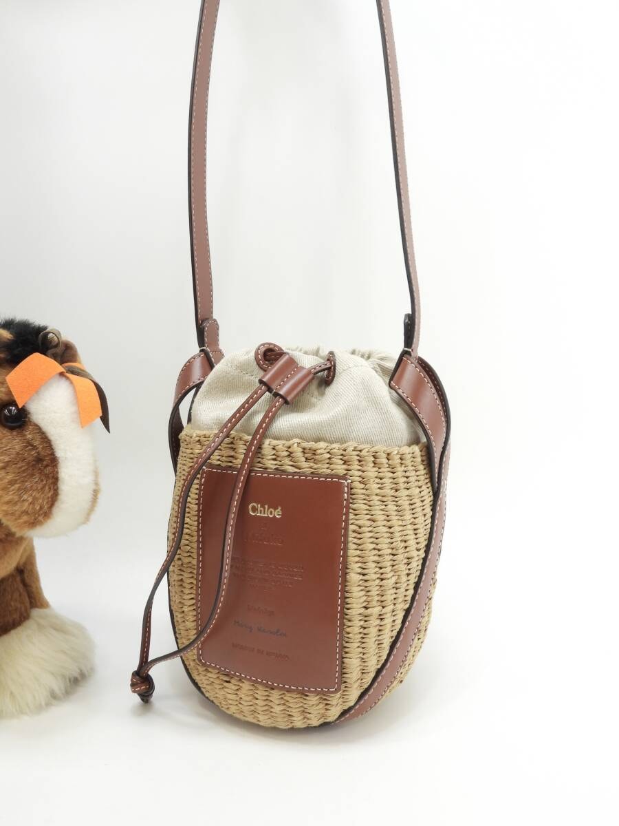 クロエxMifuko ショルダーバッグ ラフィア レザー茶 かごバッグ 限定コラボ 新品同様@ 3
