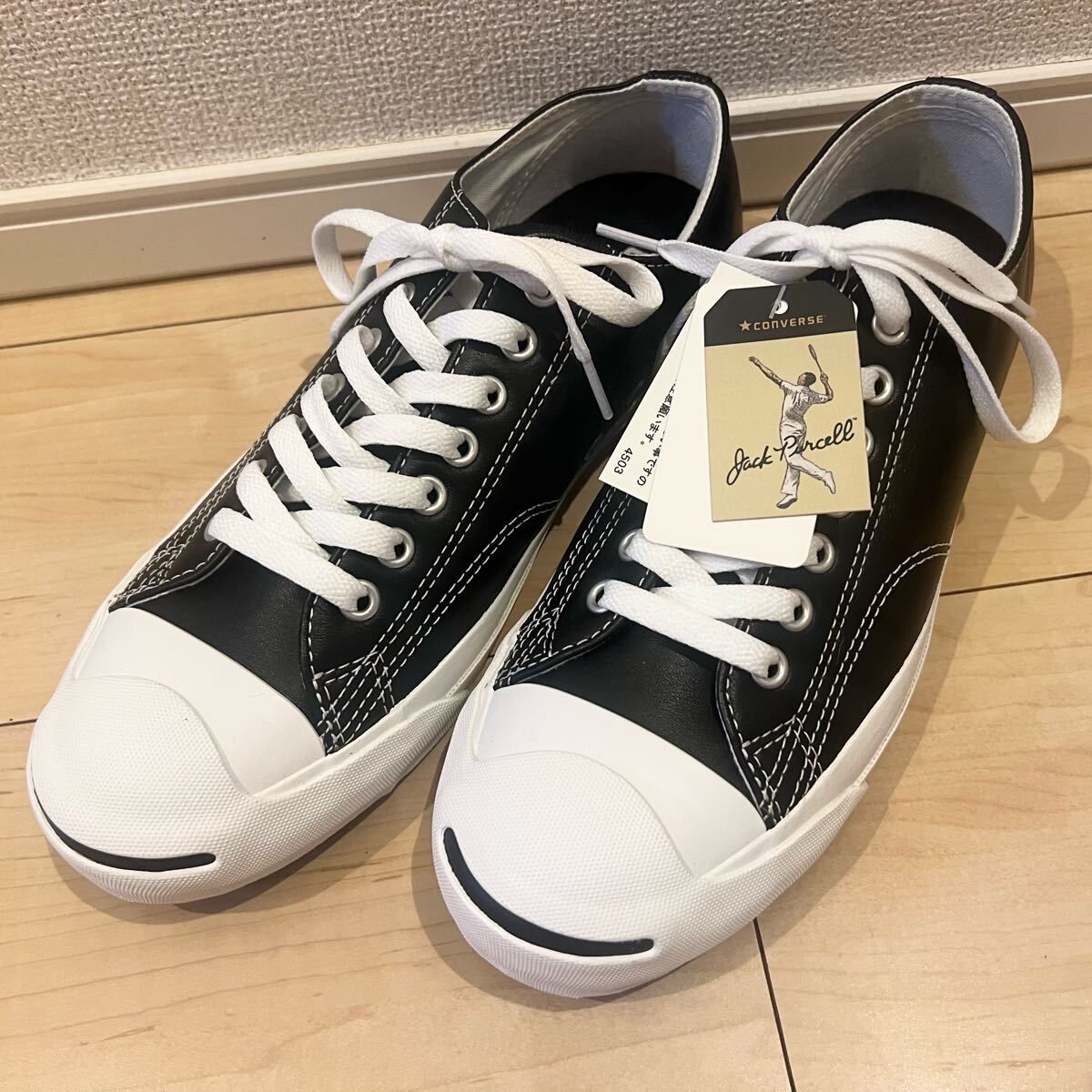 【未使用に近い】CONVERSE コンバース ジャックパーセル ブラック 黒 レザー 26.5cm タグ付き