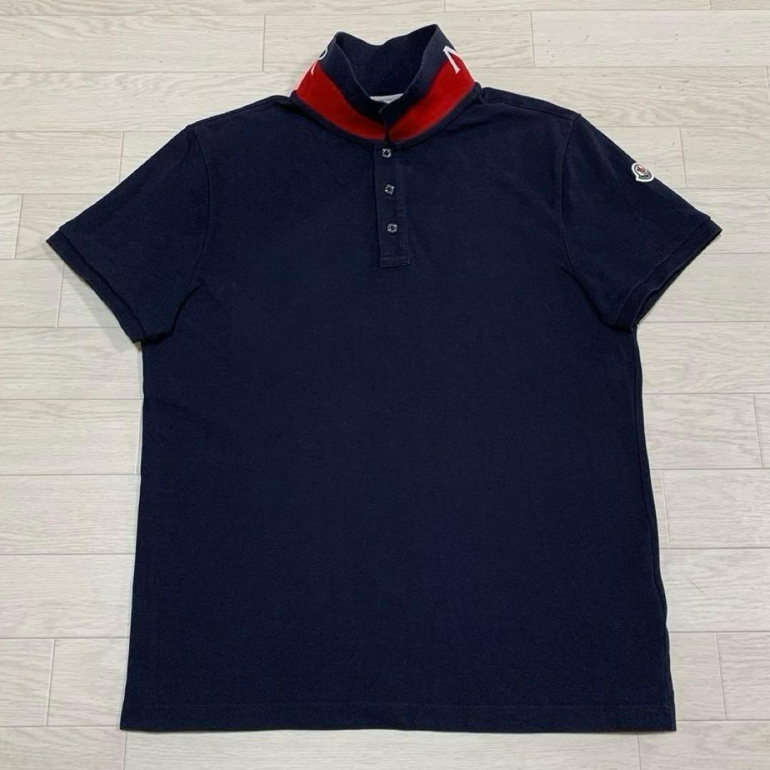 美品★ MONCLER 襟ロゴ　XS ネイビー　ポロシャツ 正規品　5S201 MONCLER - モンクレール ポロシャツMの通販 by ami's shop