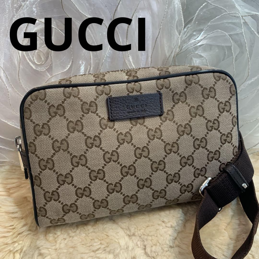 GUCCI GGキャンバス ボディバッグ ウエストバッグ ベージュ 449174