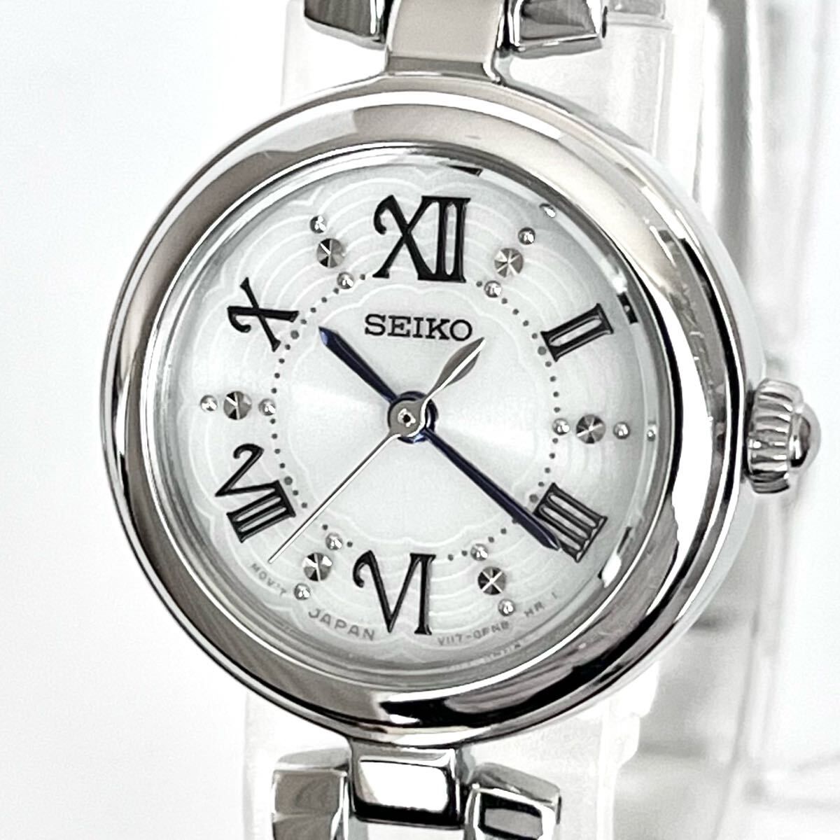 【稼働】磨き済み セイコー SEIKO レディース 腕時計 ソーラー 美品 白文字盤 s2061