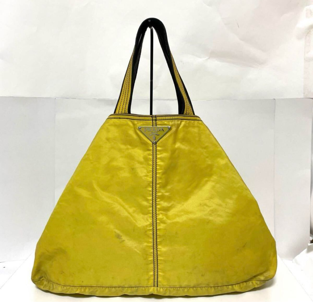PRADA プラダ ナイロントートバッグ マスタード イエロー系 PRADA プラダ 2Wayバッグ ショルダーバッグ ハンドバッグ 三角