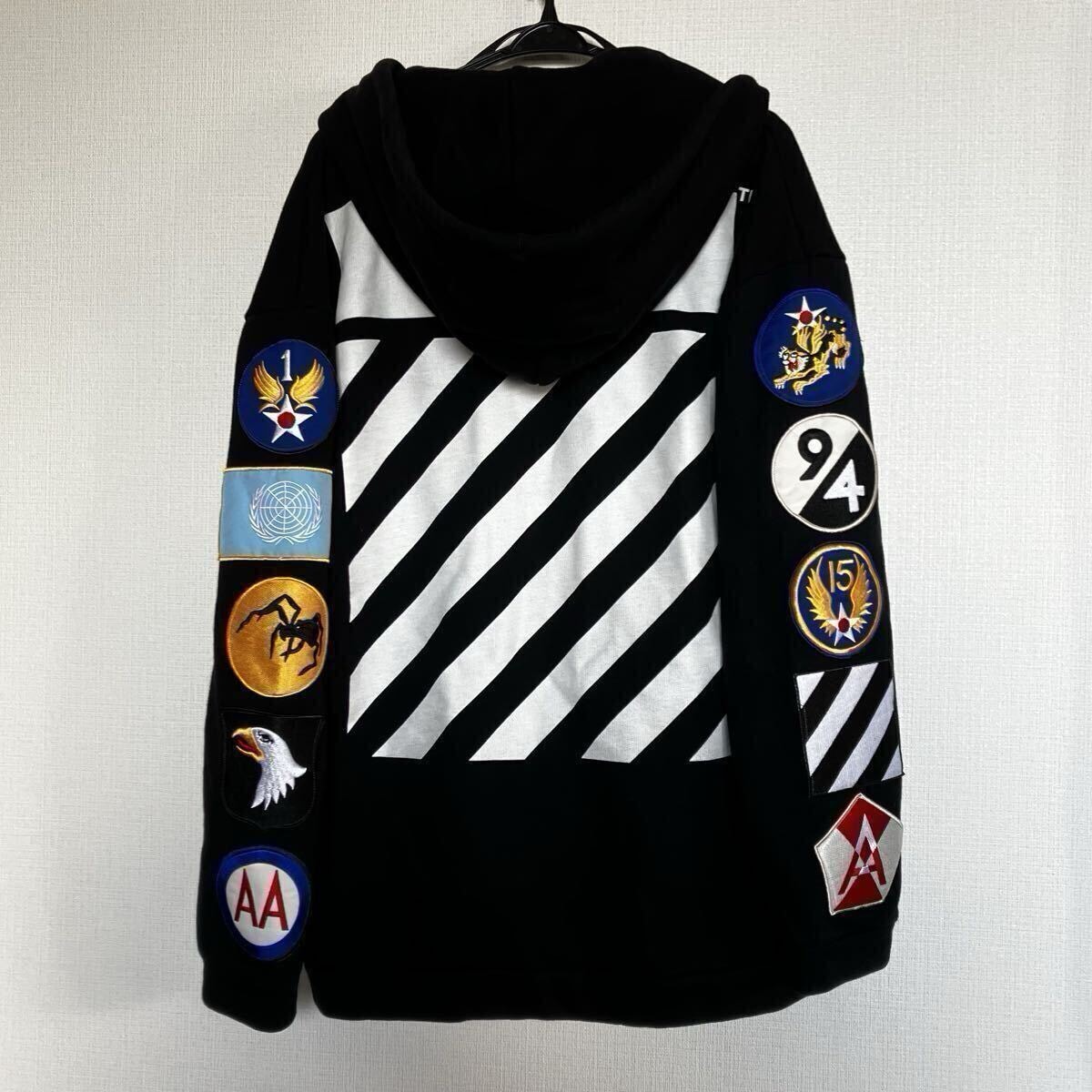 オフホワイト メンズ ジップパーカー ブラック 黒 XXS(サイズ感 L XL 相当) Off-White