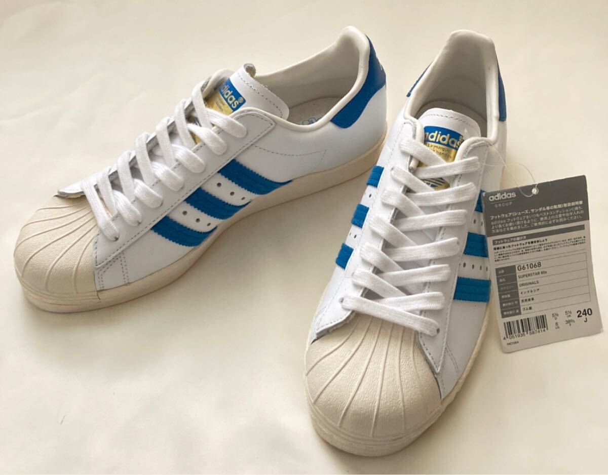 【未使用】adidas SUPERSTAR80s 24.0㎝ WHITE/BLUE