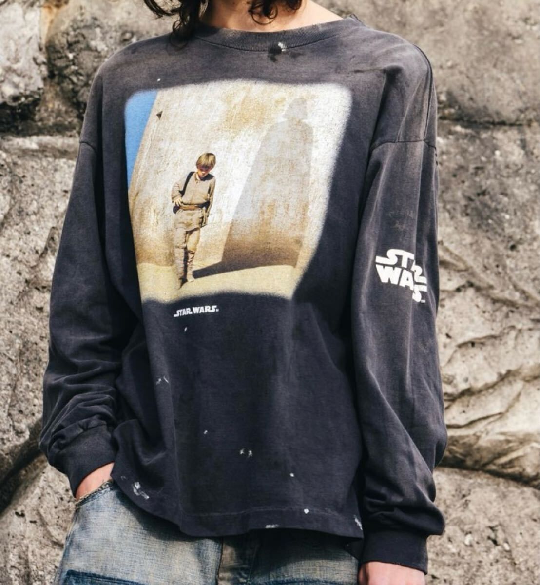 新品25SS 新作 セントマイケル DARTHVADER SW_LS TEE コラボ プリント ロンTシャツ XLブラック ヴィンテージSAINT Mxxxxxx SM-HR8-0000-C64
