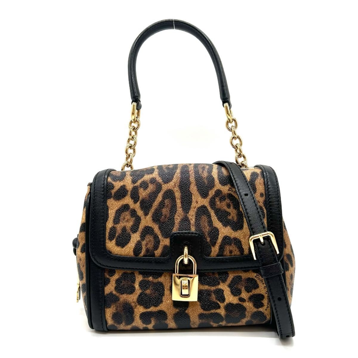 DOLCE&GABBANA　ドルチェアンドガッバーナ　ハンドバッグ　シシリー　レオパード　トップハンドル　2WAY　ショルダーバッグ　ヒョウ柄　