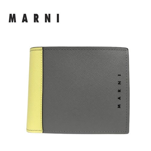 ○★新品未使用　MARNI (マルニ)　二つ折り財布　グレー×イエロー系★○