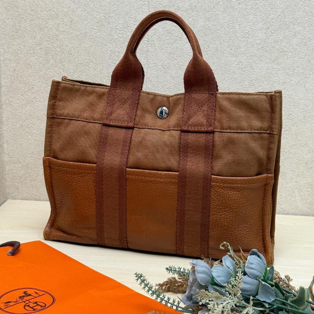 1円 □美品□ HERMES エルメス フールトゥ PM キャンバス×レザー