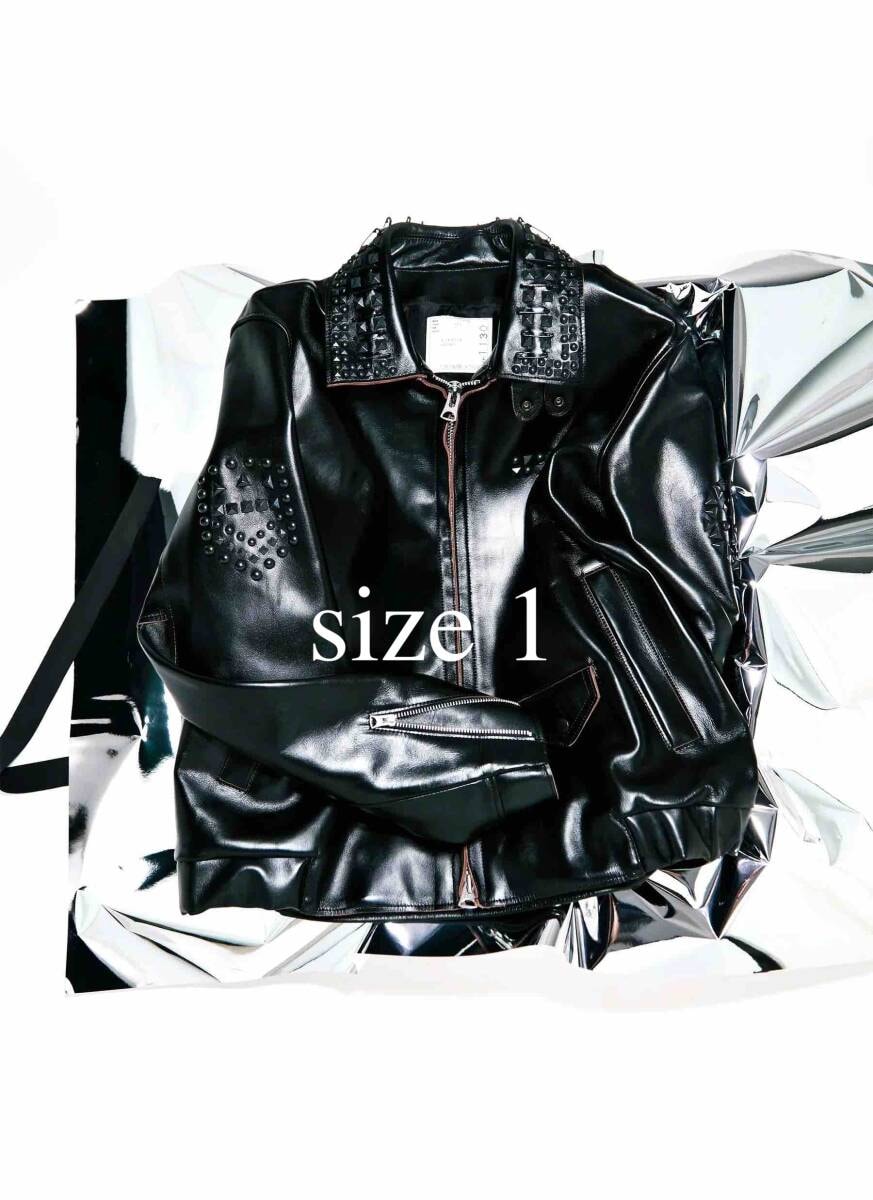 ［1］sacai 25AW ホリデーコレクション スタッズ レザージャケット 黒　2025 Holiday Collection Studded Leather Jacket