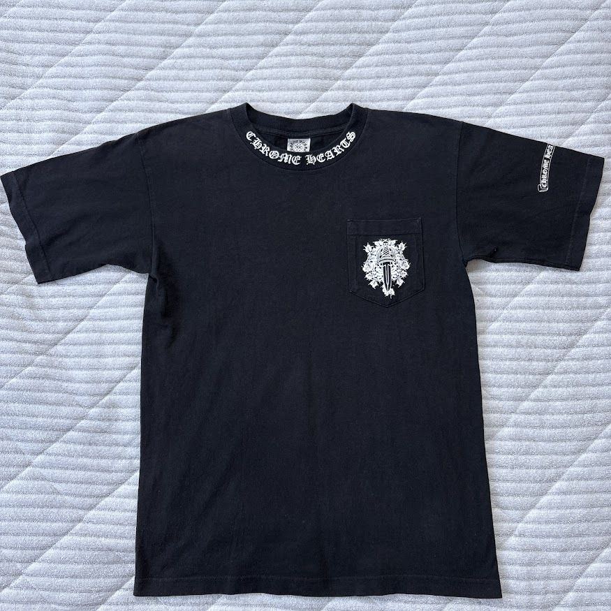 C (やや傷や汚れあり)】クロムハーツ ダガー スクロールラベル Tシャツ