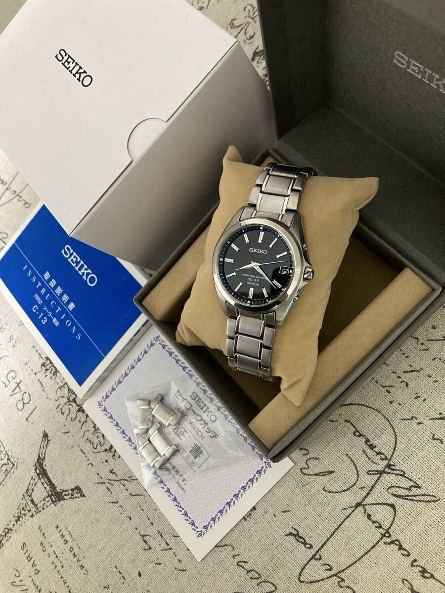 美品！貴重！ SEIKO セイコー メンズ チタン ブラック GS 電波ソーラー 7b52 フルコマ sbtm217 