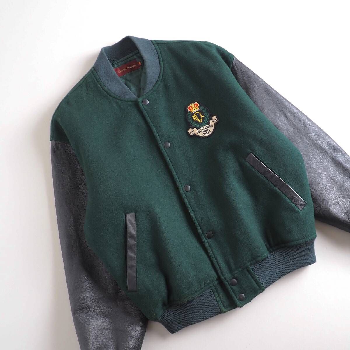 ラルフローレン　Ralph Lauren　希少　スタジャン　レザー　グリーン　メンズ　美品