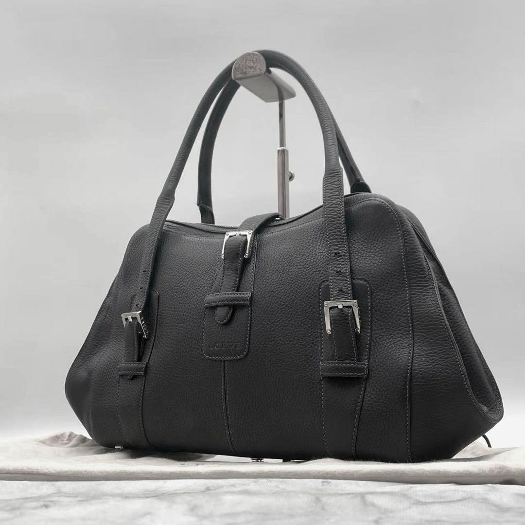 LOEWE ロエベ センダ ハンドバッグ ミニボストン レザー ブラック シルバー金具